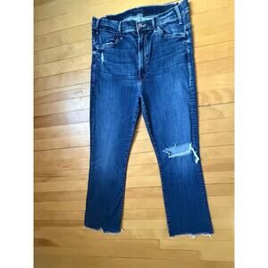 MOTHER The Hustler Ankle Fray High Rise Flare Jeans Size 31 EUC